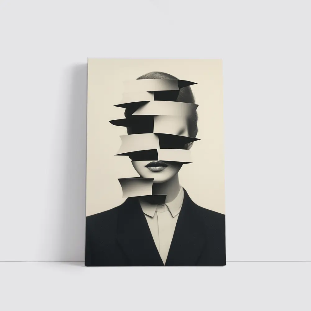 Black White Surreal Fragmented Woman Portrait Art – Wall Art