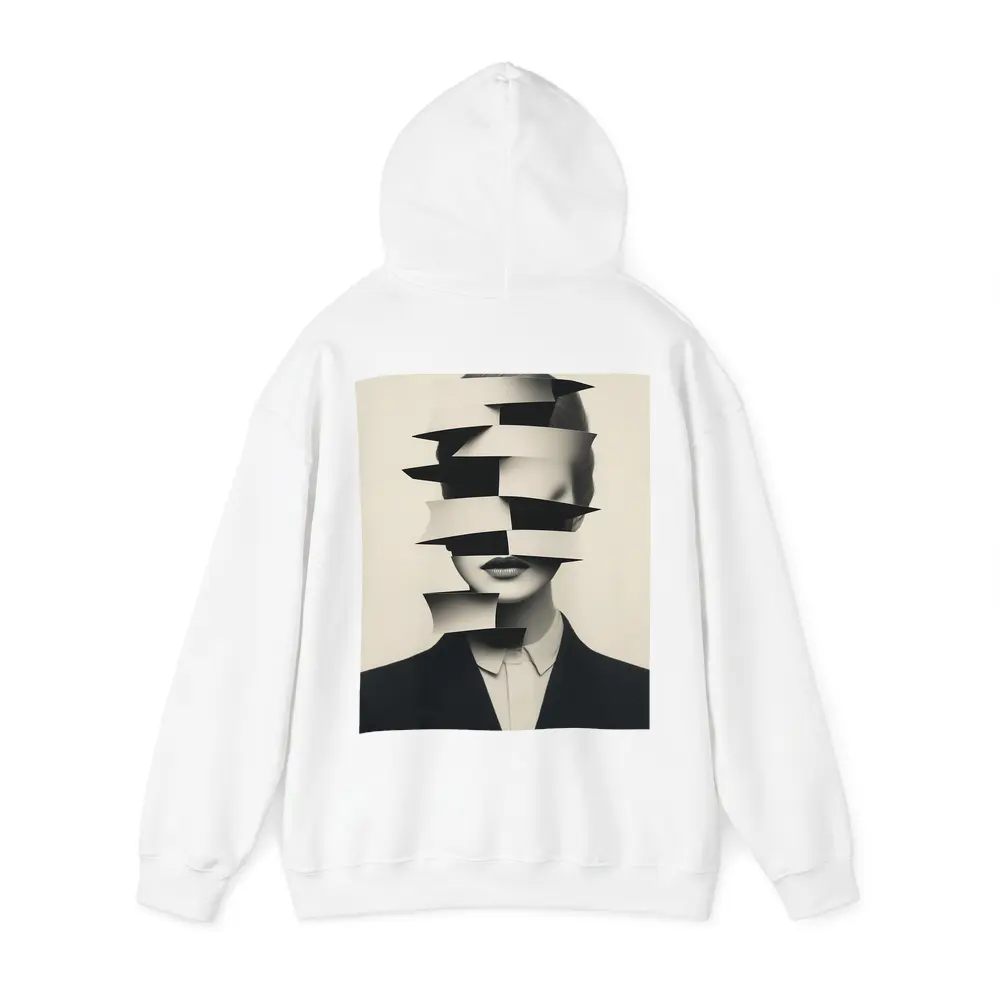Black White Surreal Fragmented Woman Portrait Art – Hoodies