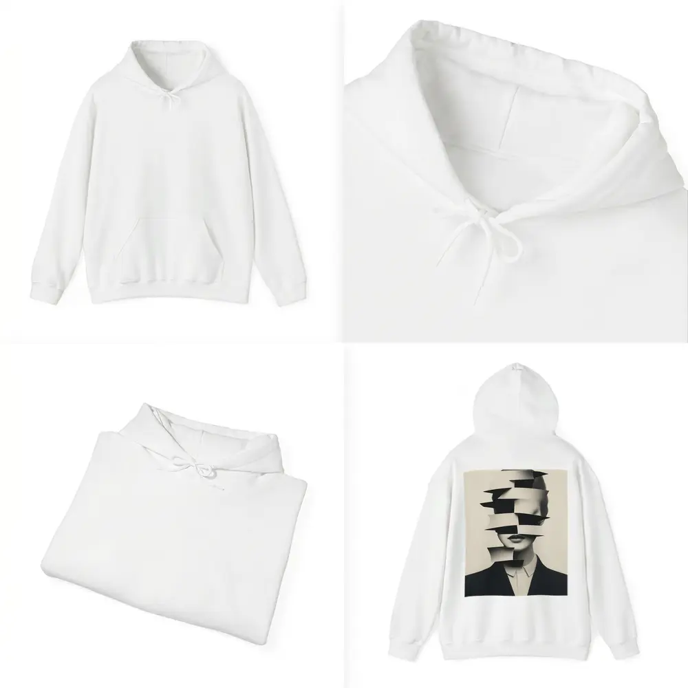 Black White Surreal Fragmented Woman Portrait Art – Hoodies