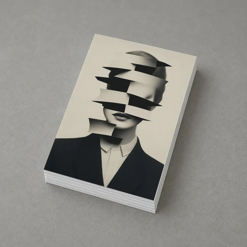 Black White Surreal Fragmented Woman Portrait Art – Postcards