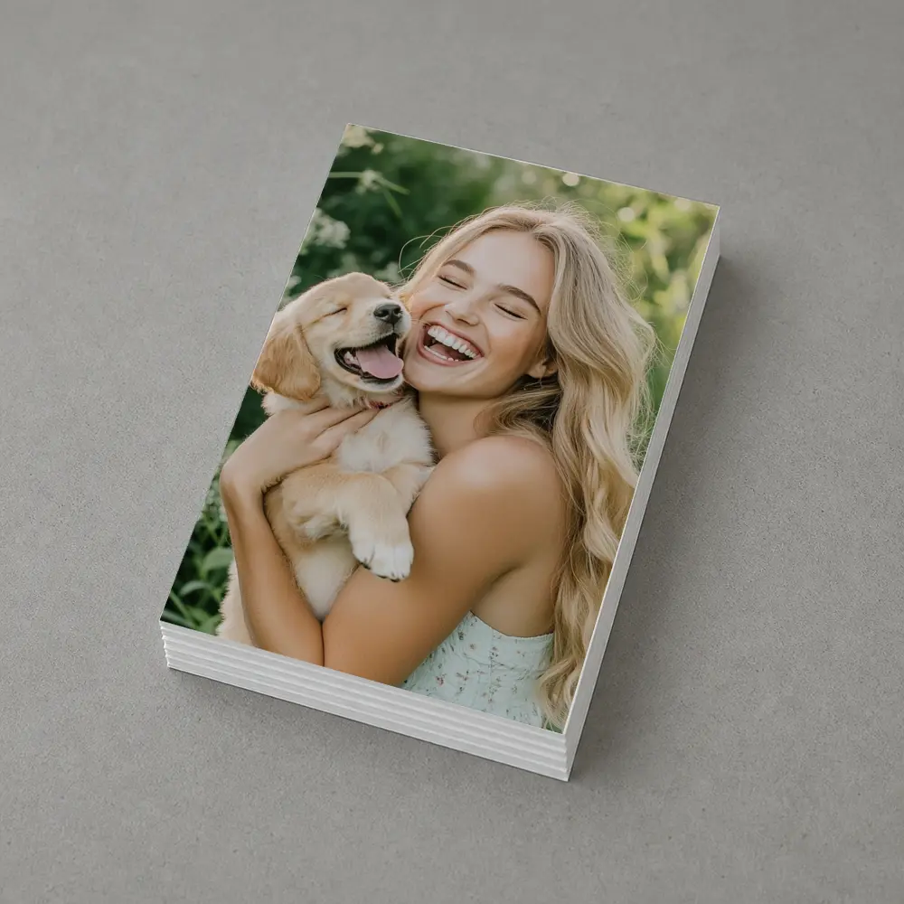 Young Woman Golden Retriever Puppy Garden – Postcards