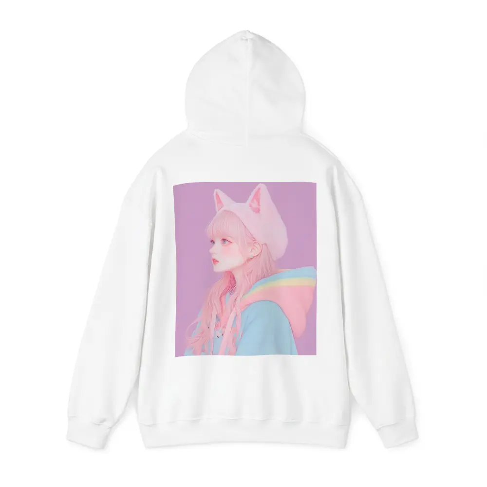 Pastel Anime Girl Cat Ears Purple Background – Hoodies