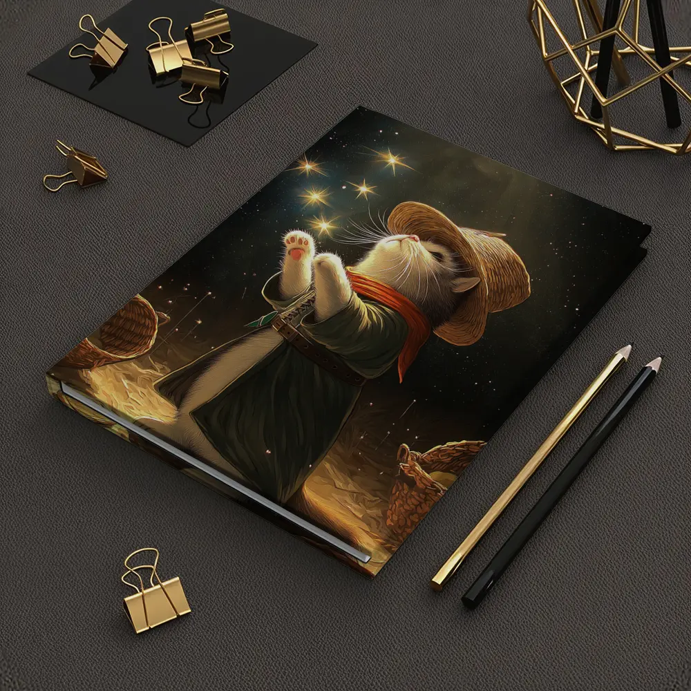 Wizard Cat Glowing Stars Fantasy Night – Notebooks