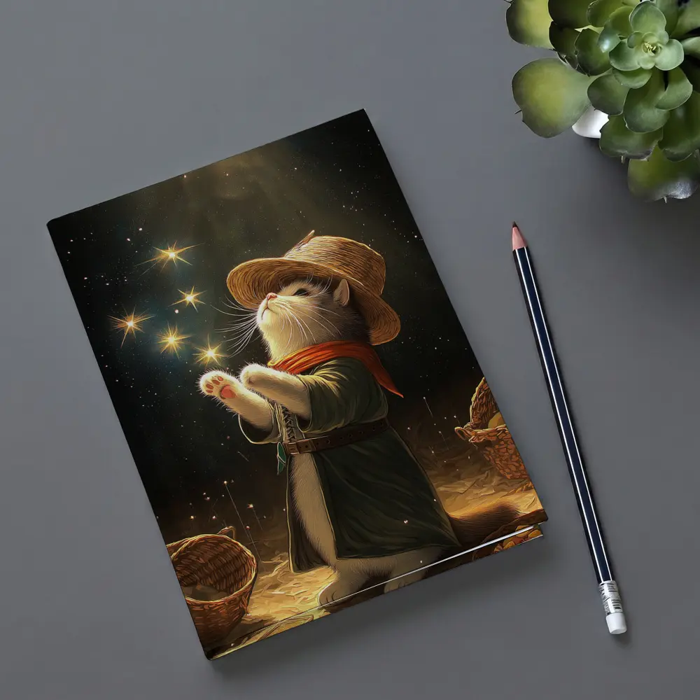 Wizard Cat Glowing Stars Fantasy Night – Notebooks