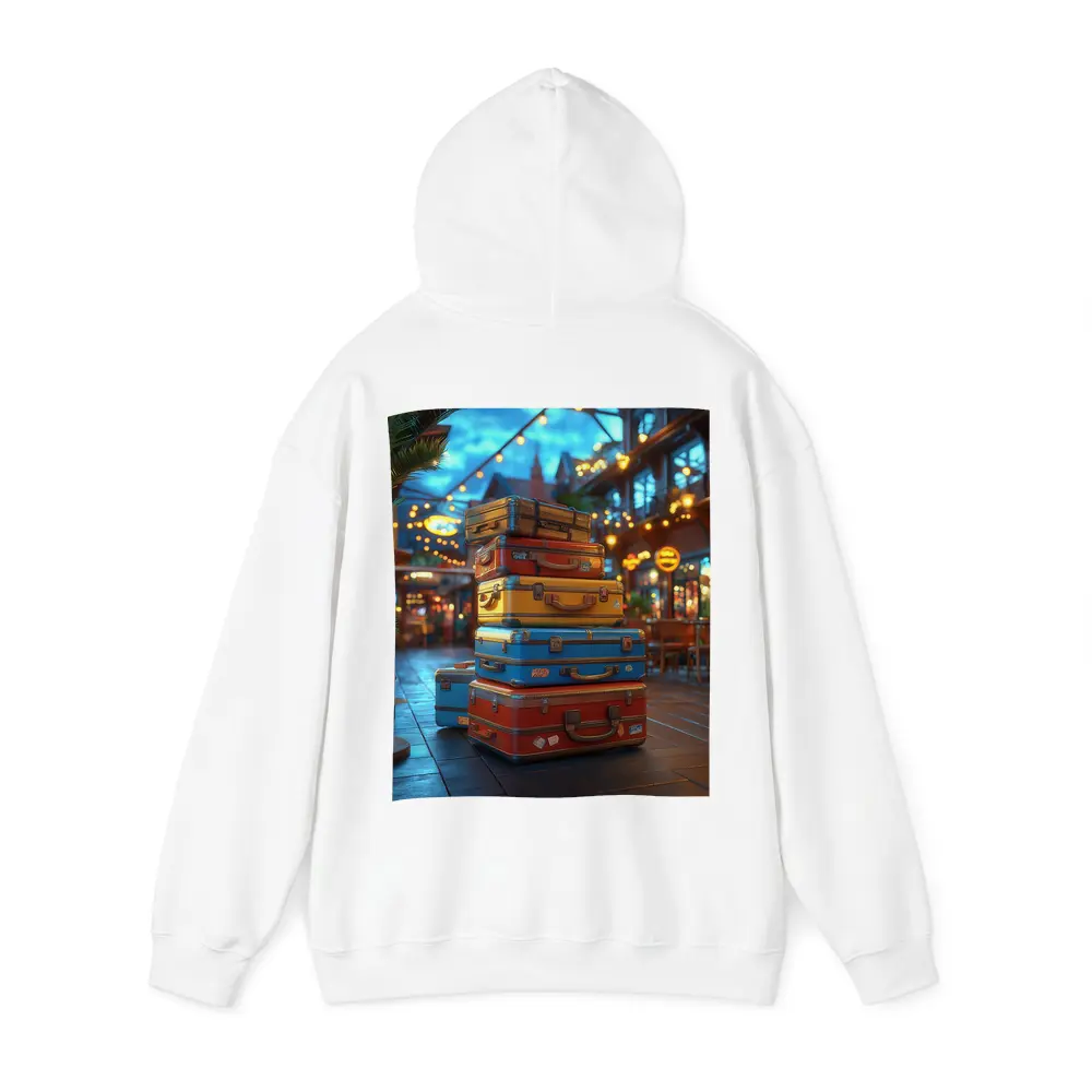 Colorful Retro Suitcases Stack Outdoor Market – Hoodies