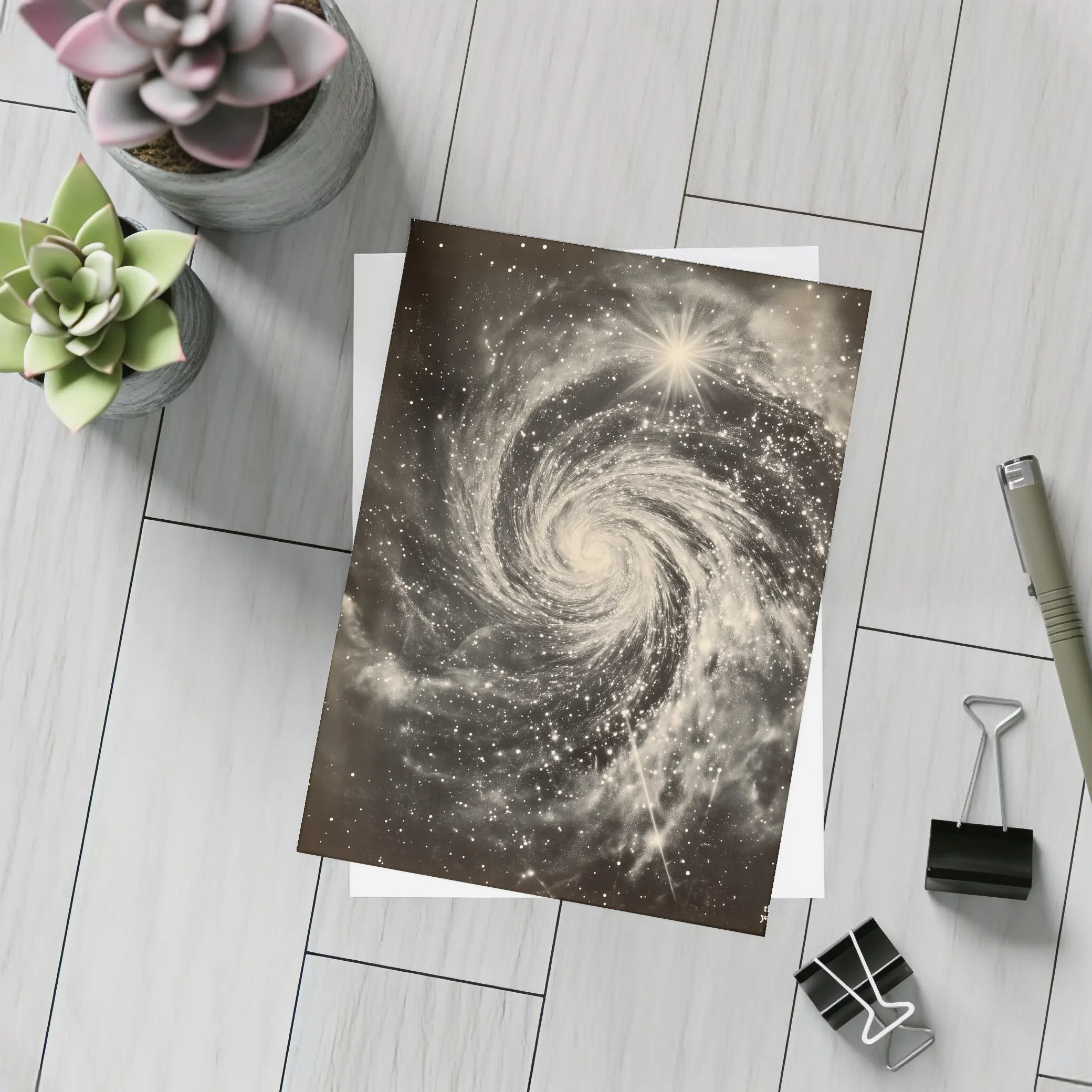 Spiral Galaxy Vintage Sepia Space Art – Postcards