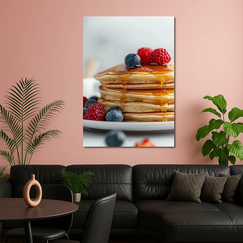 Fluffy Pancake Stack With Berries Syrup – Wall Art