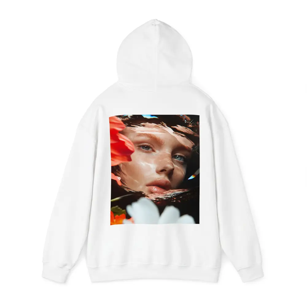 Woman Face Reflected Through Water With Flowers – Hoodies