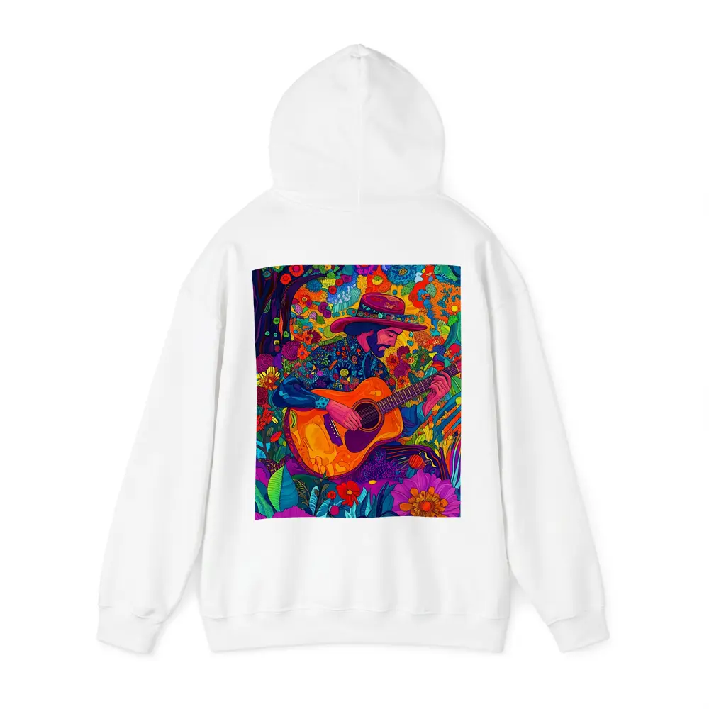 Guitarist in Hat Surrounded by Colorful Flowers – Hoodies