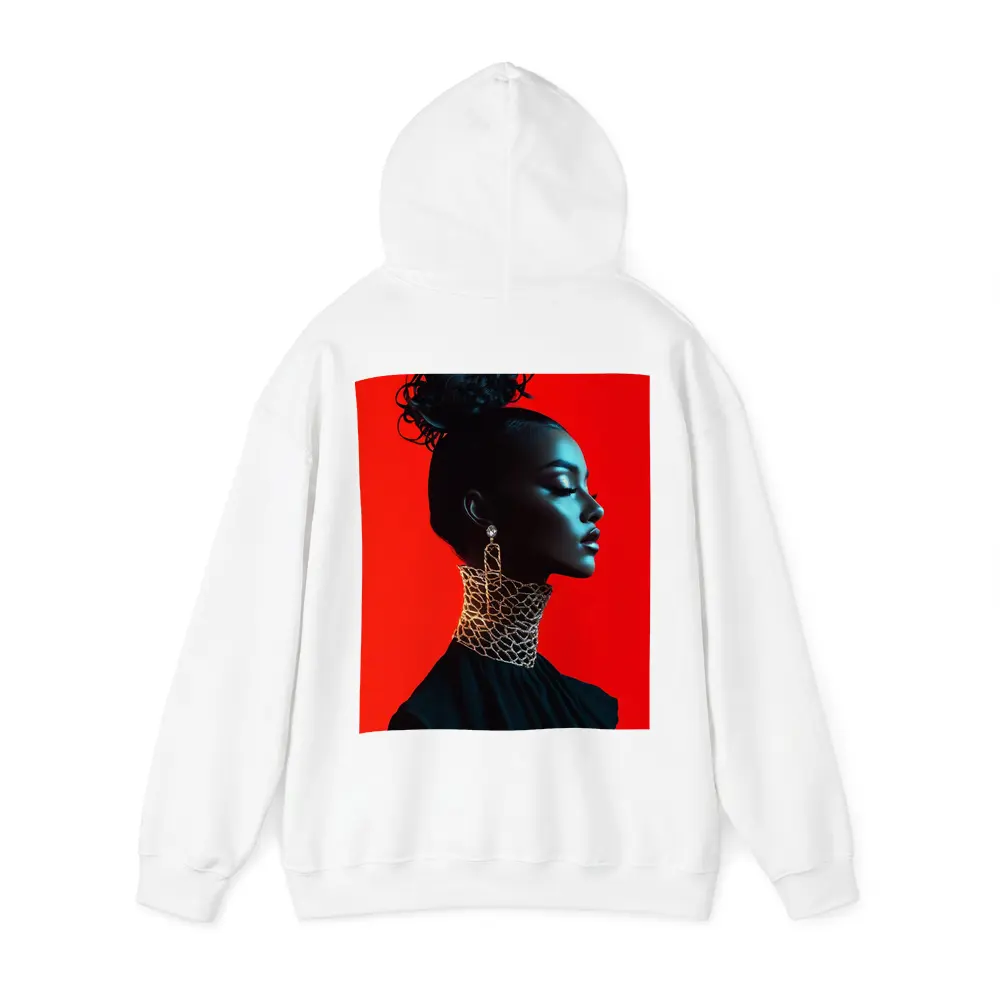 Black Fashion Portrait Woman Red Background – Hoodies