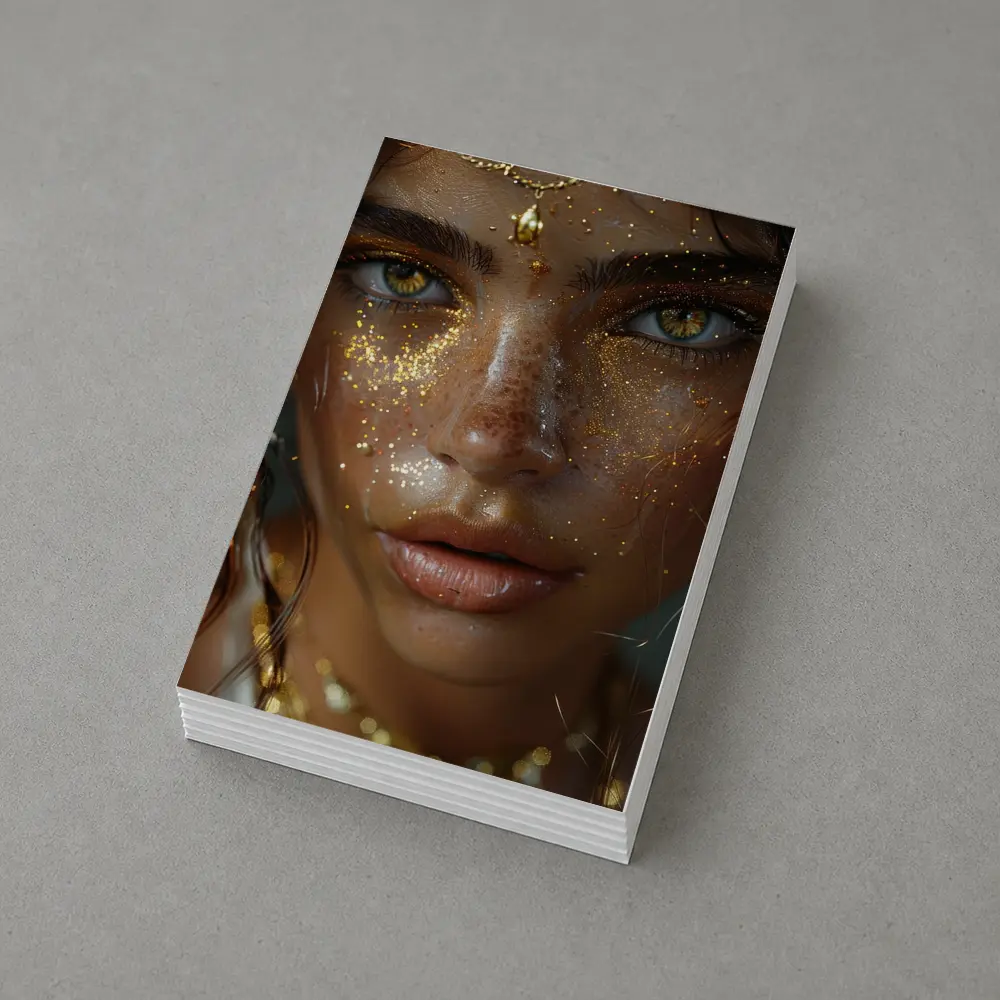 Golden Woman Portrait With Glitter Jewelry – Postcards