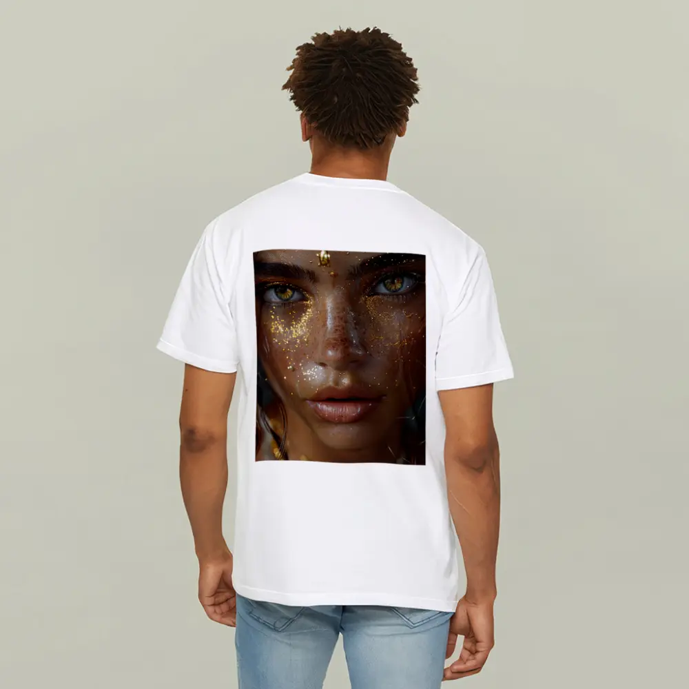 Golden Woman Portrait With Glitter Jewelry – T-Shirts