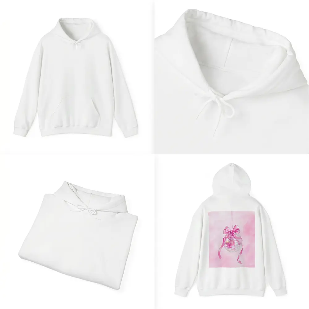 Pink Disco Ball Bow Watercolor Art – Hoodies