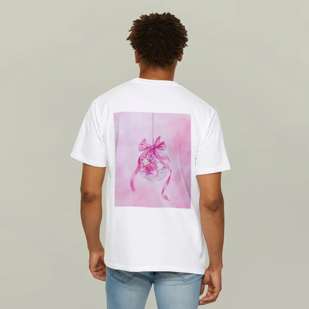 Pink Disco Ball Bow Watercolor Art – T-Shirts