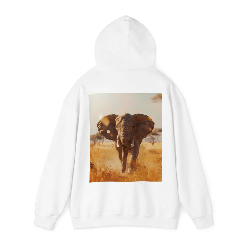 African Elephant Walking Through Golden Savanna – Hoodies