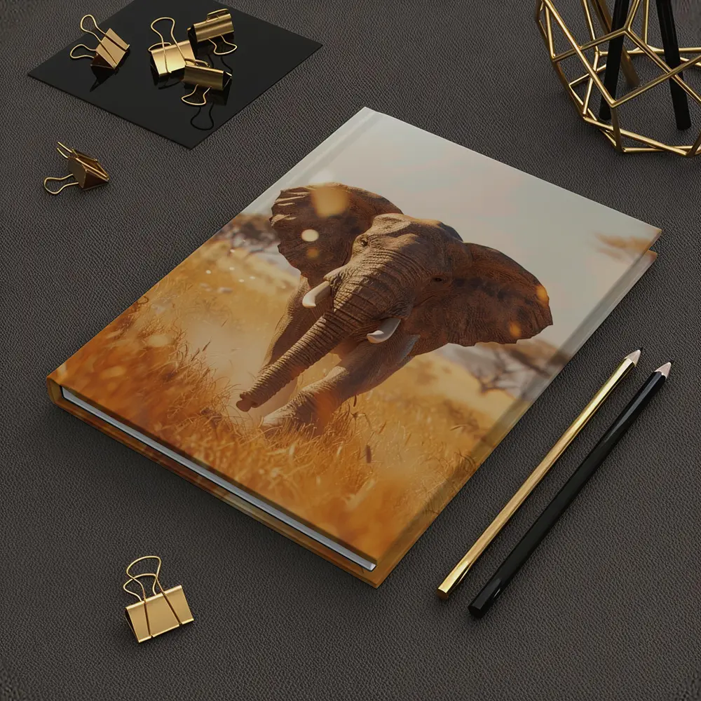 African Elephant Walking Through Golden Savanna – Notebooks
