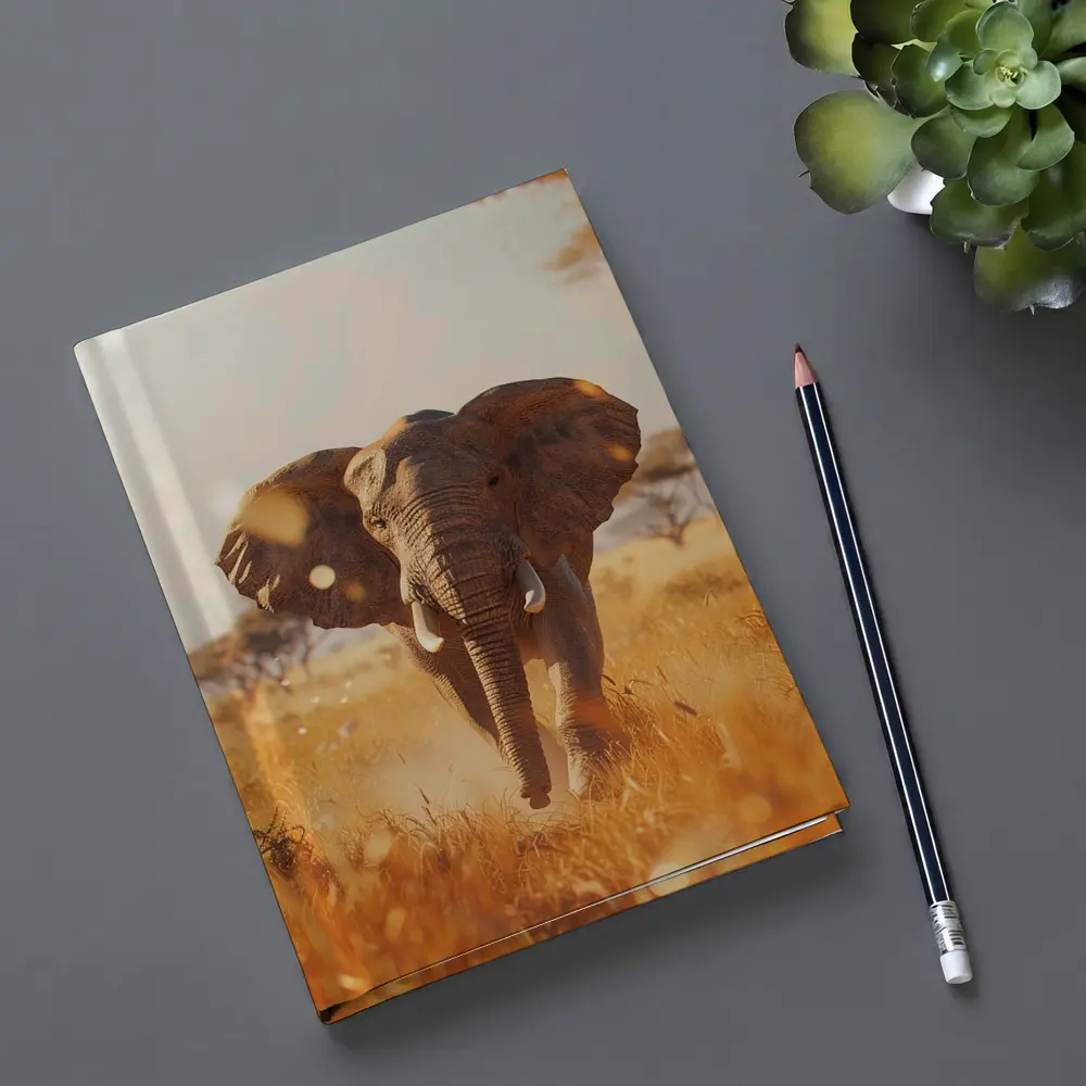 African Elephant Walking Through Golden Savanna – Notebooks
