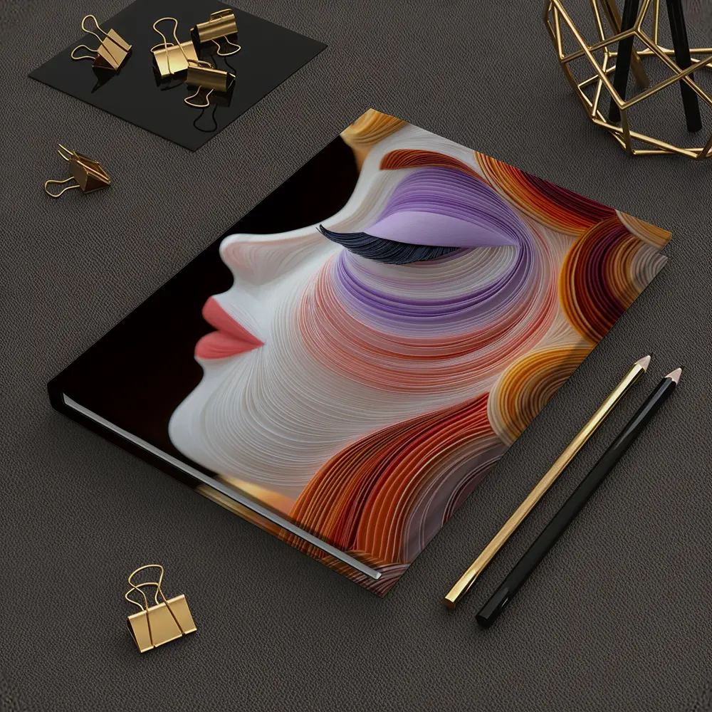 Quilling Art Woman Face Profile Dark Background – Notebooks