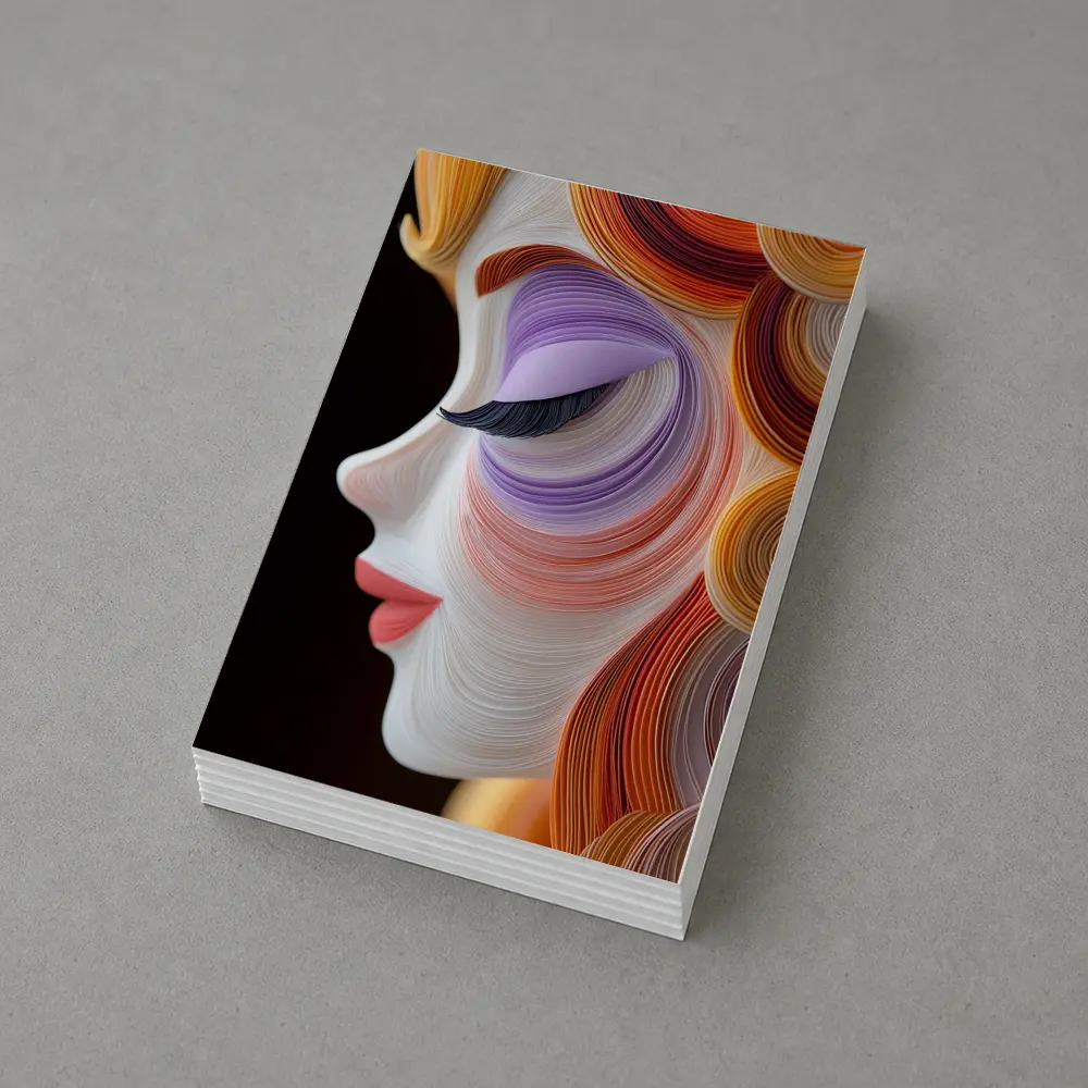 Quilling Art Woman Face Profile Dark Background – Postcards
