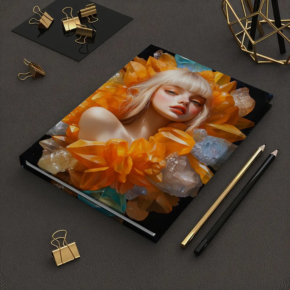 Crystal Girl Fantasy Portrait Dark Space Background – Notebooks