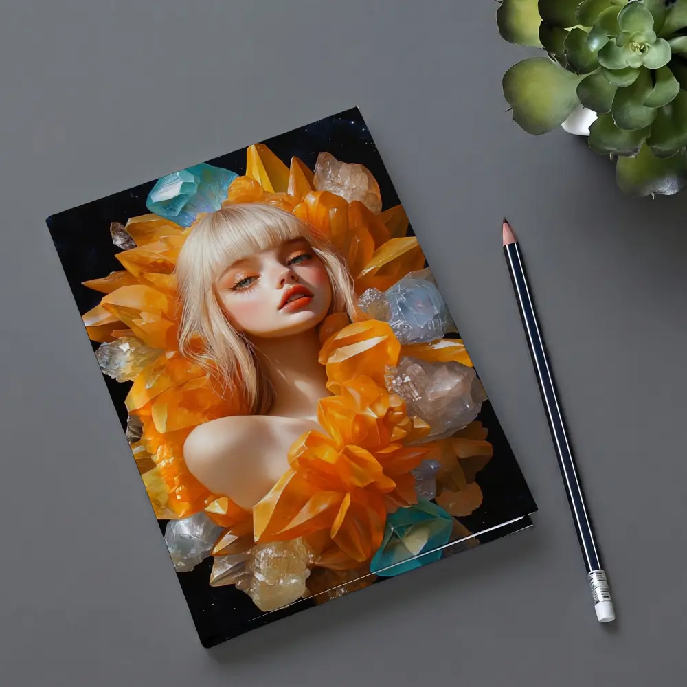 Crystal Girl Fantasy Portrait Dark Space Background – Notebooks