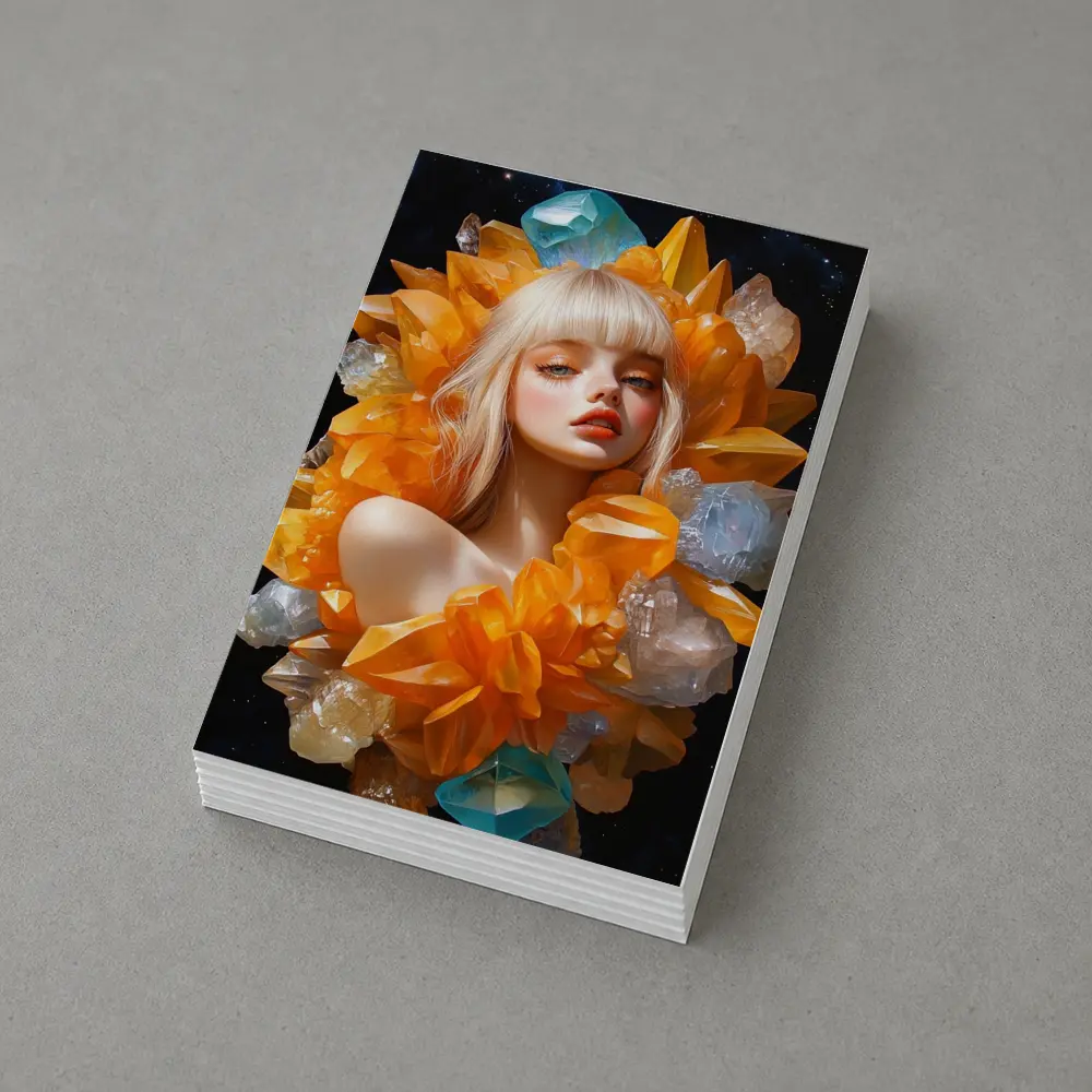 Crystal Girl Fantasy Portrait Dark Space Background – Postcards
