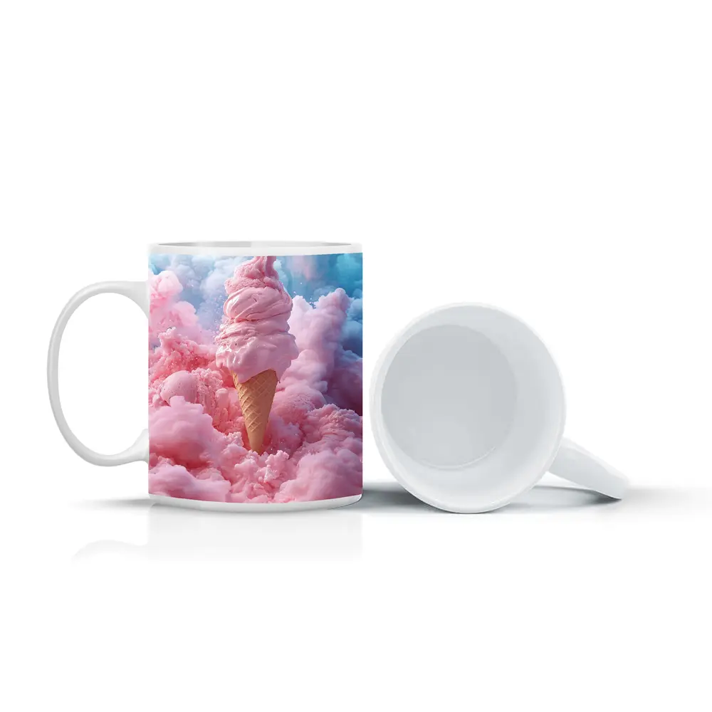 Pink Ice Cream Cone Cotton Candy Clouds – Mugs