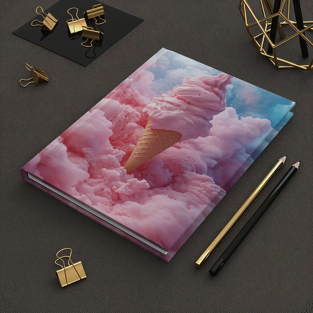 Pink Ice Cream Cone Cotton Candy Clouds – Notebooks