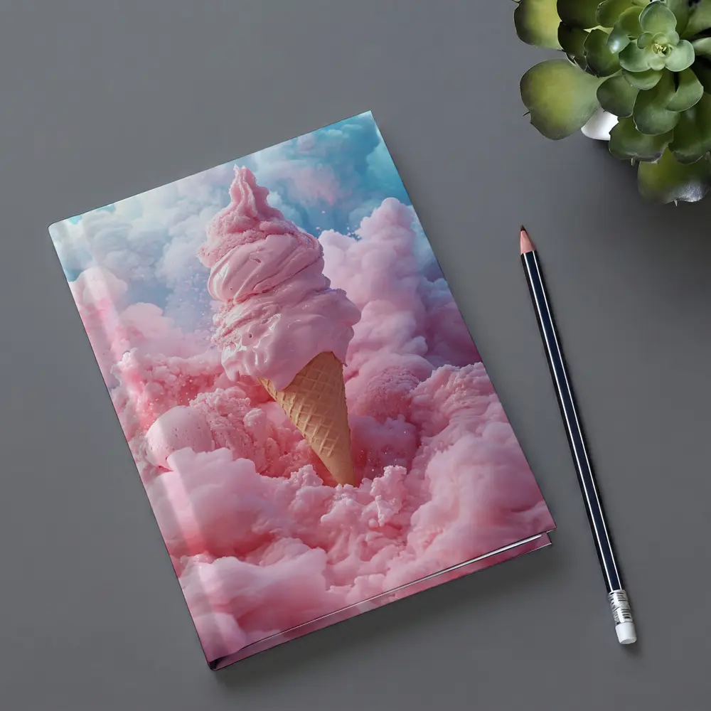 Pink Ice Cream Cone Cotton Candy Clouds – Notebooks