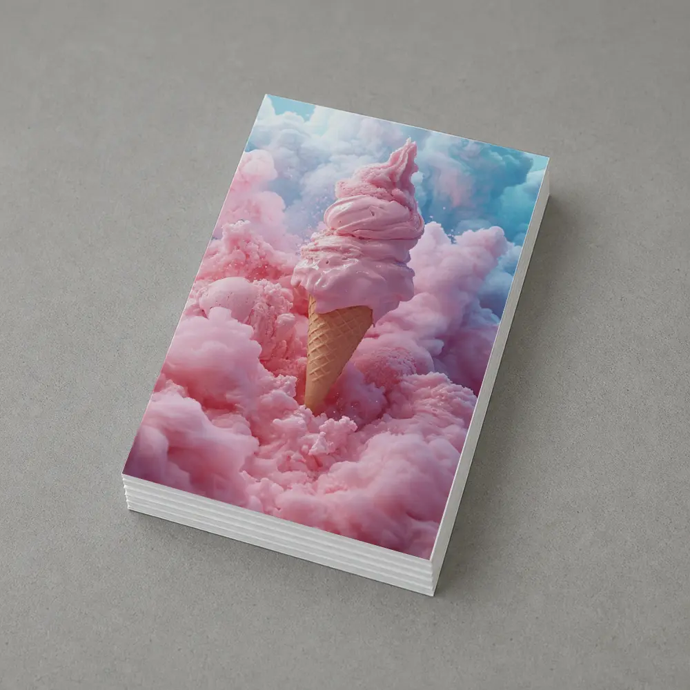 Pink Ice Cream Cone Cotton Candy Clouds – Postcards