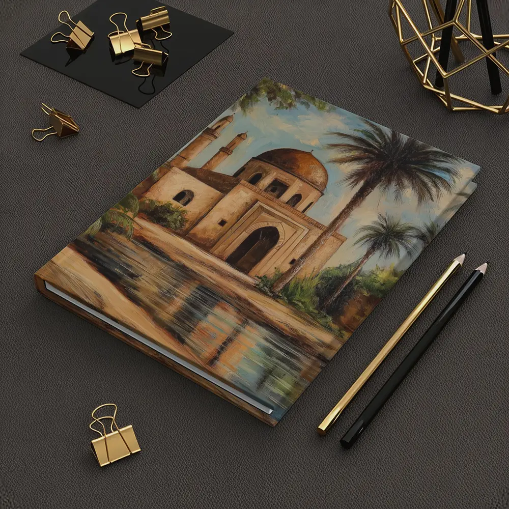 Mosque Oil Painting With Palm Trees – Notebooks