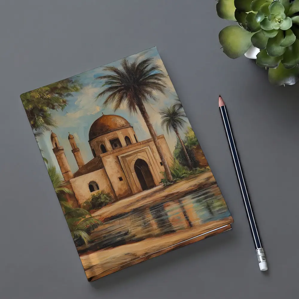 Mosque Oil Painting With Palm Trees – Notebooks