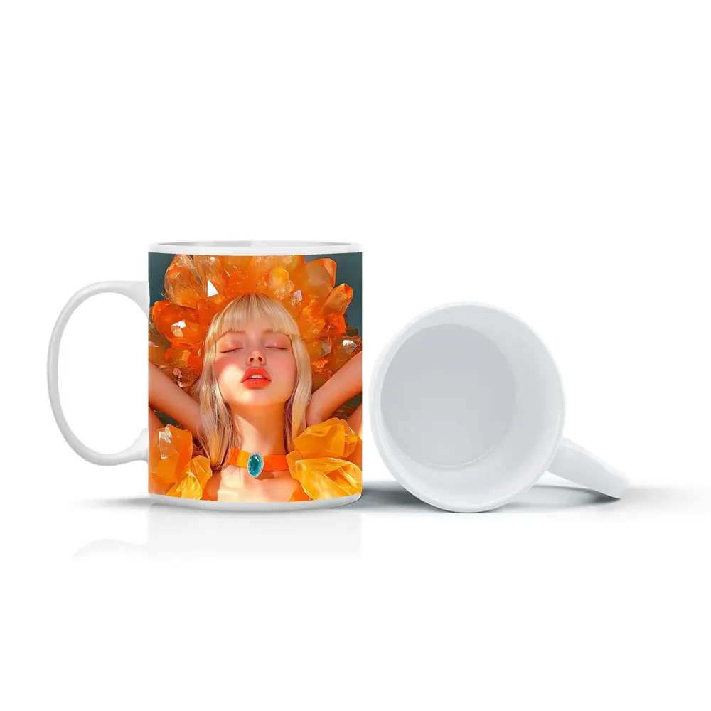 Crystal Crown Woman Orange Fantasy Art – Mugs