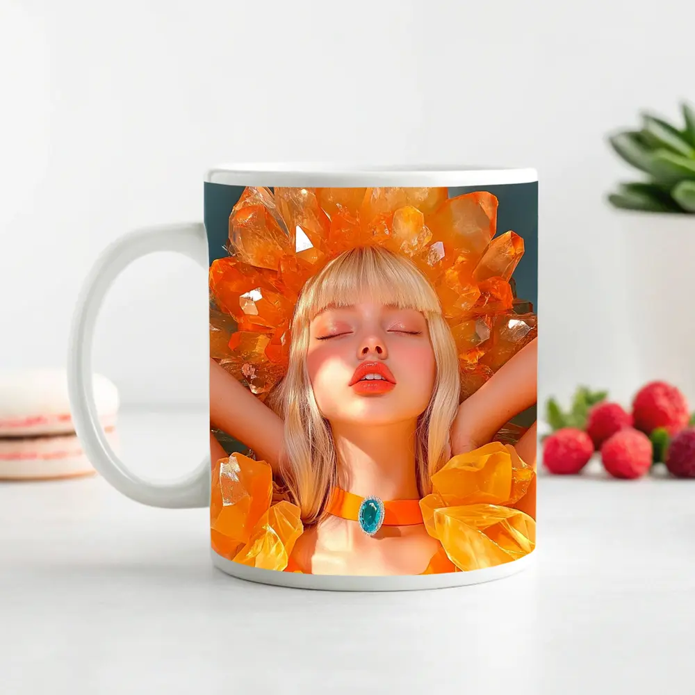 Crystal Crown Woman Orange Fantasy Art – Mugs