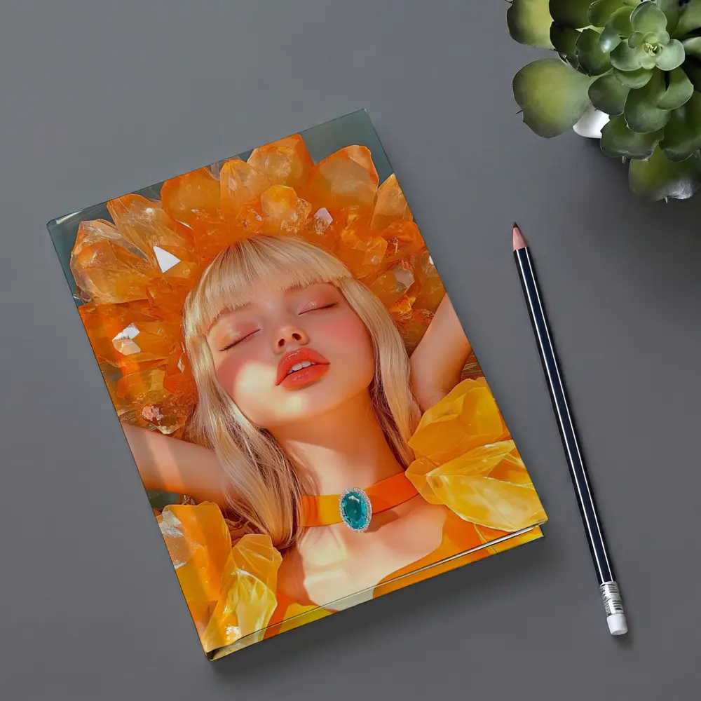 Crystal Crown Woman Orange Fantasy Art – Notebooks