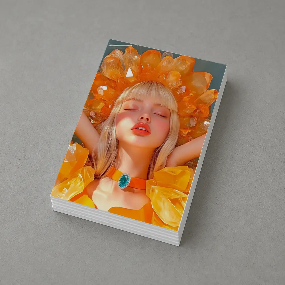 Crystal Crown Woman Orange Fantasy Art – Postcards