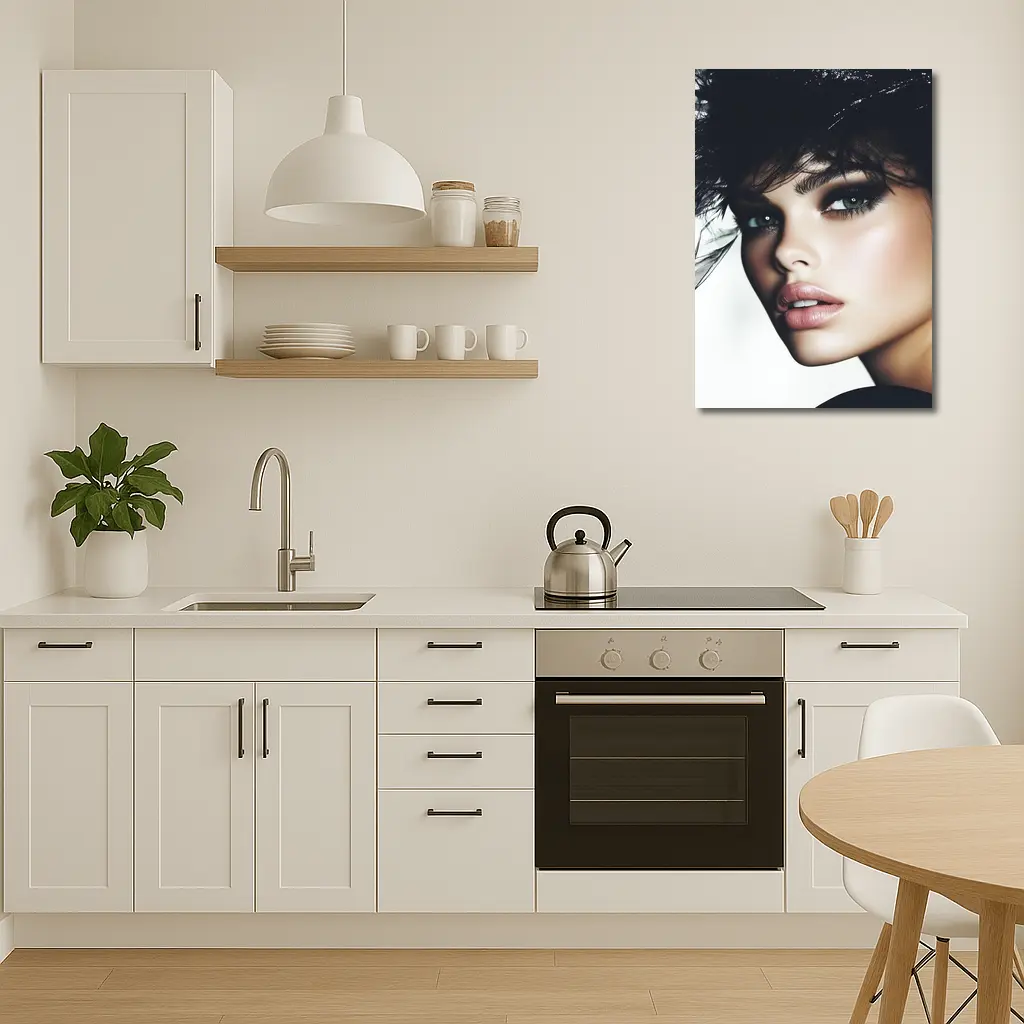 Glamour Fashion Portrait Woman Dark Feathers – Wall Art