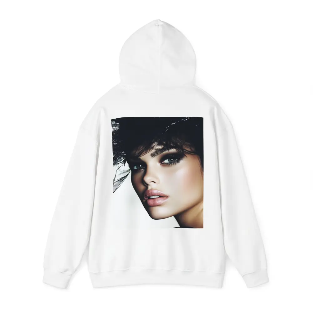 Glamour Fashion Portrait Woman Dark Feathers – Hoodies