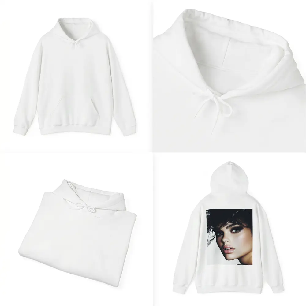 Glamour Fashion Portrait Woman Dark Feathers – Hoodies
