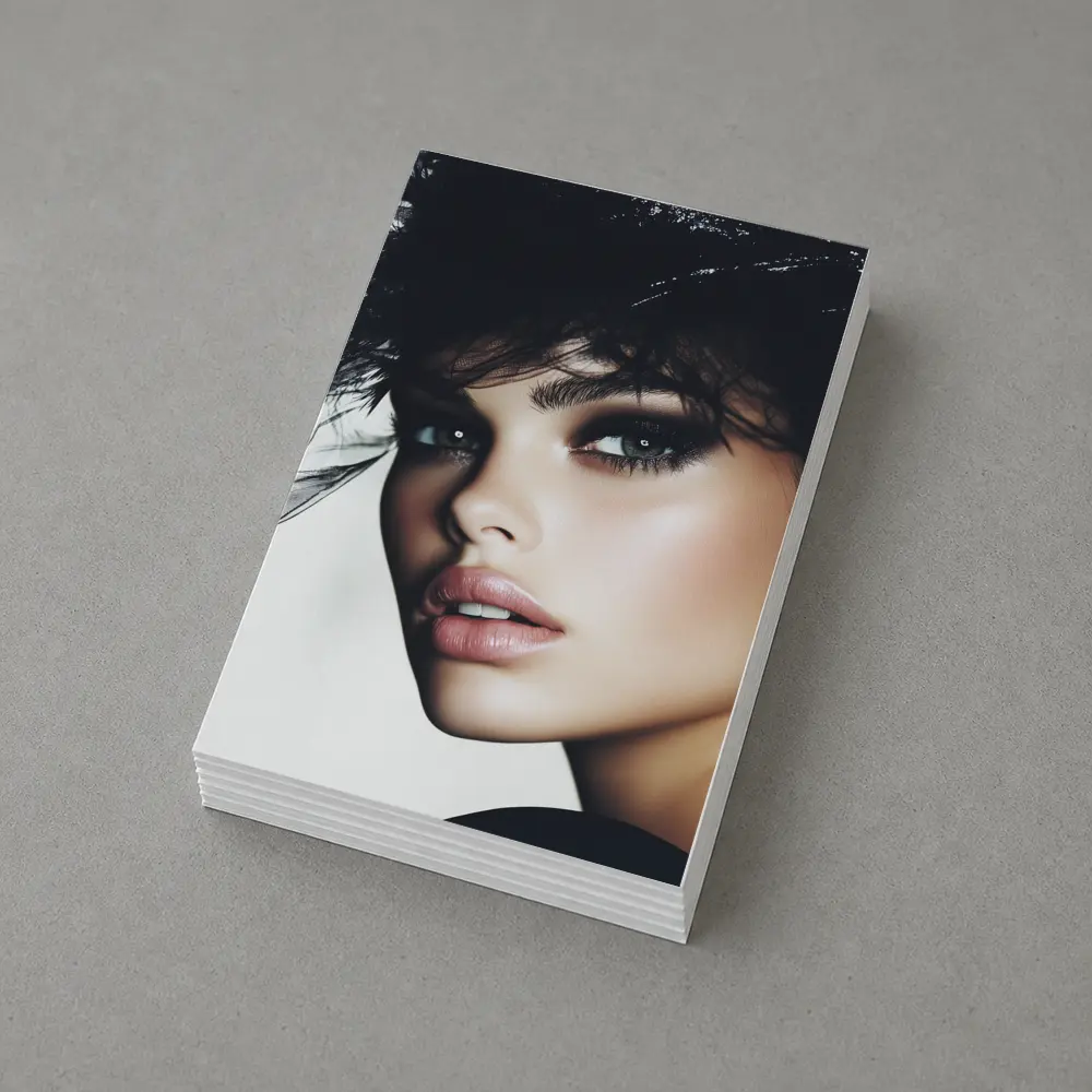 Glamour Fashion Portrait Woman Dark Feathers – Postcards