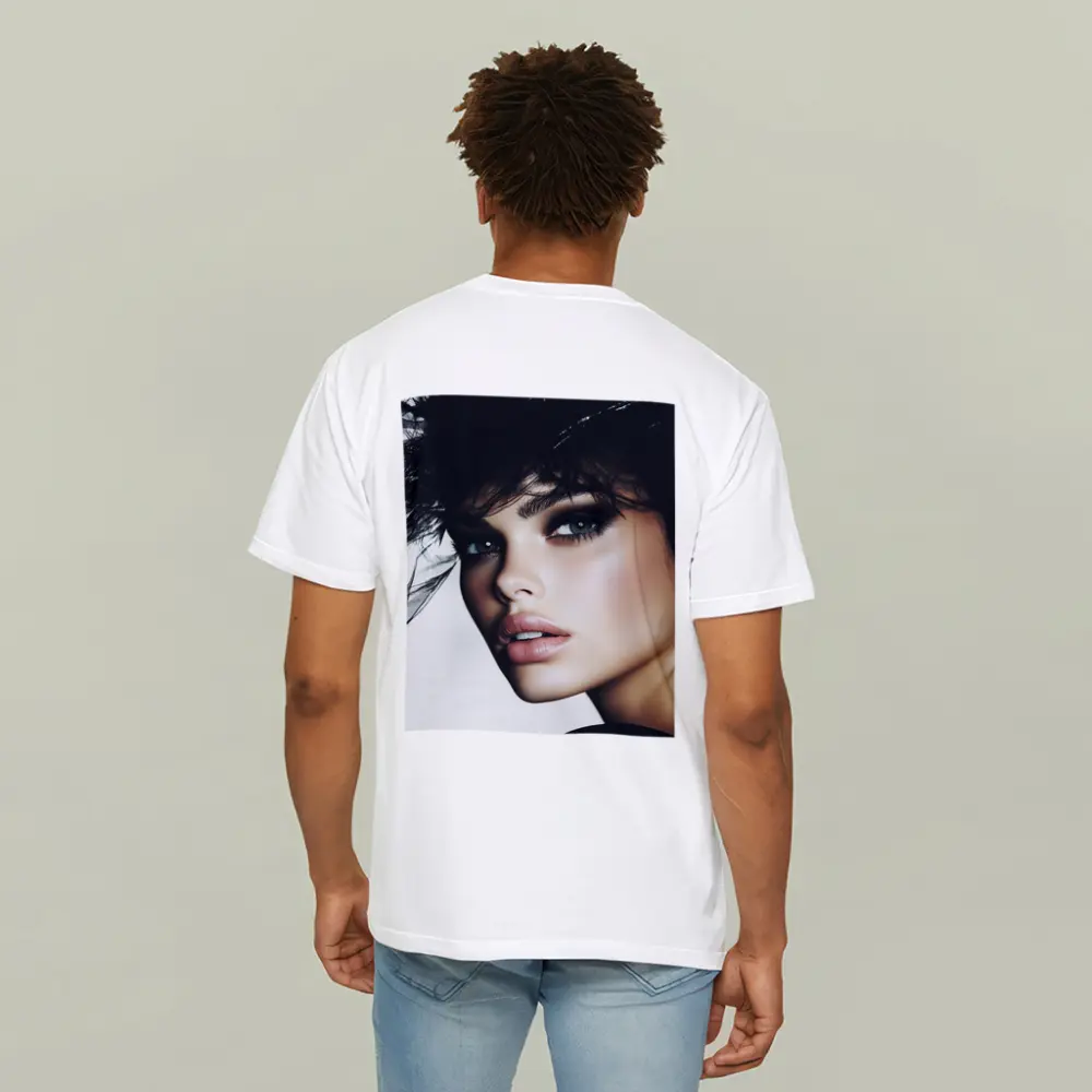 Glamour Fashion Portrait Woman Dark Feathers – T-Shirts