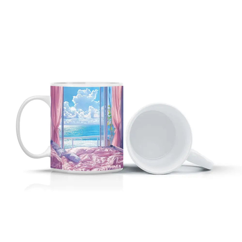 Anime Bedroom Ocean View Pink Aesthetic – Mugs