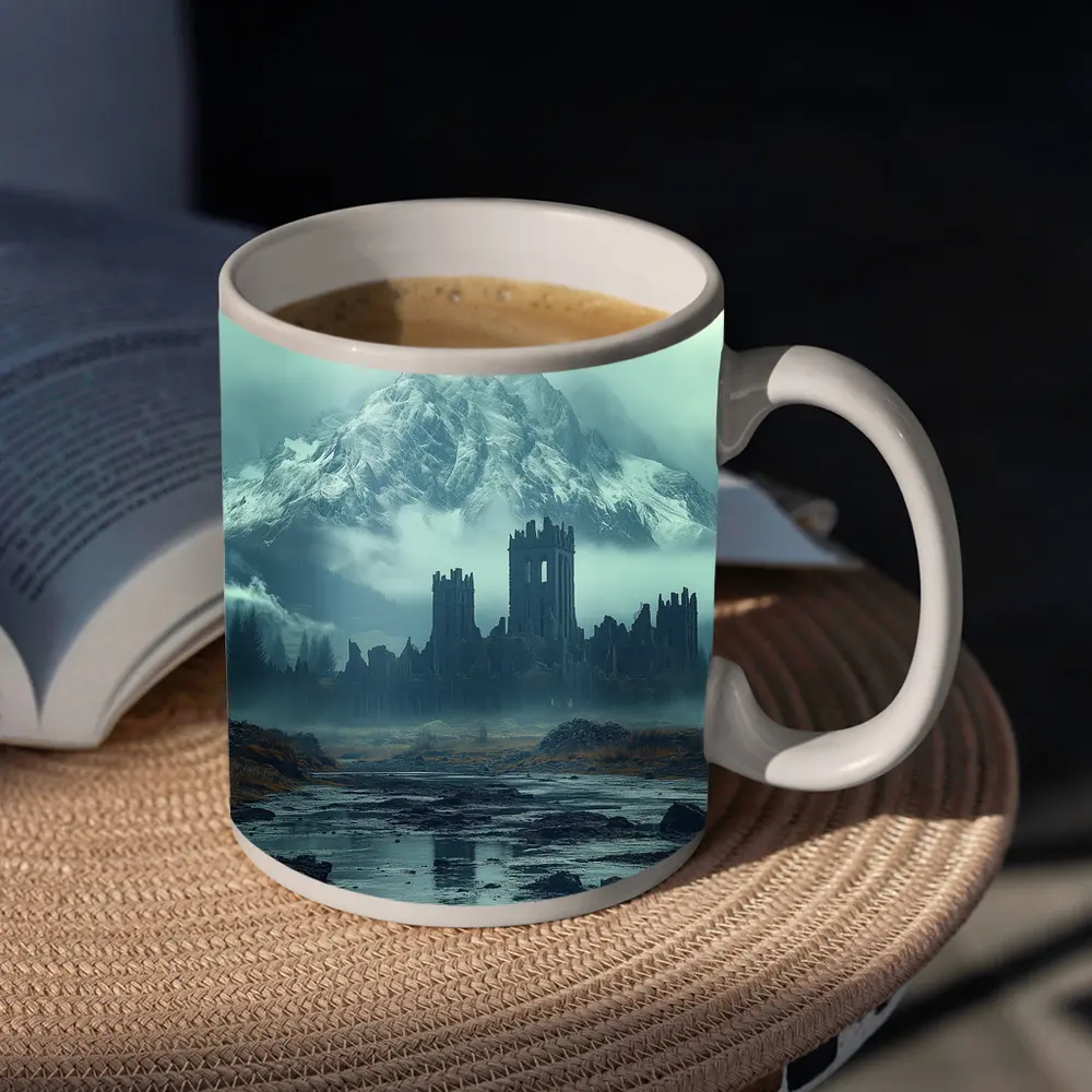 Dark Castle Ruins Misty Mountain Forest – Mugs