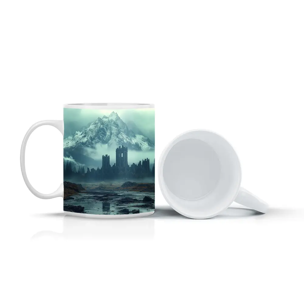 Dark Castle Ruins Misty Mountain Forest – Mugs