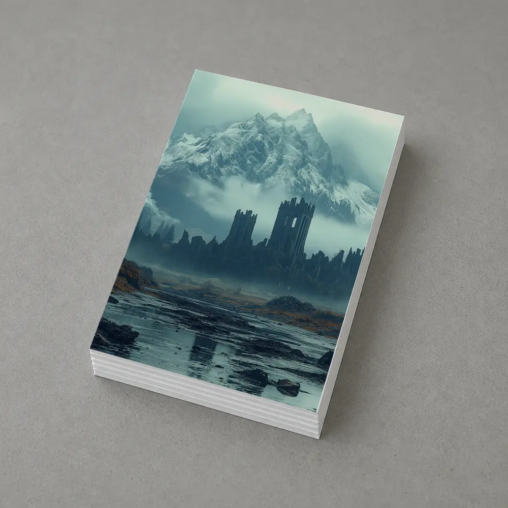 Dark Castle Ruins Misty Mountain Forest – Postcards