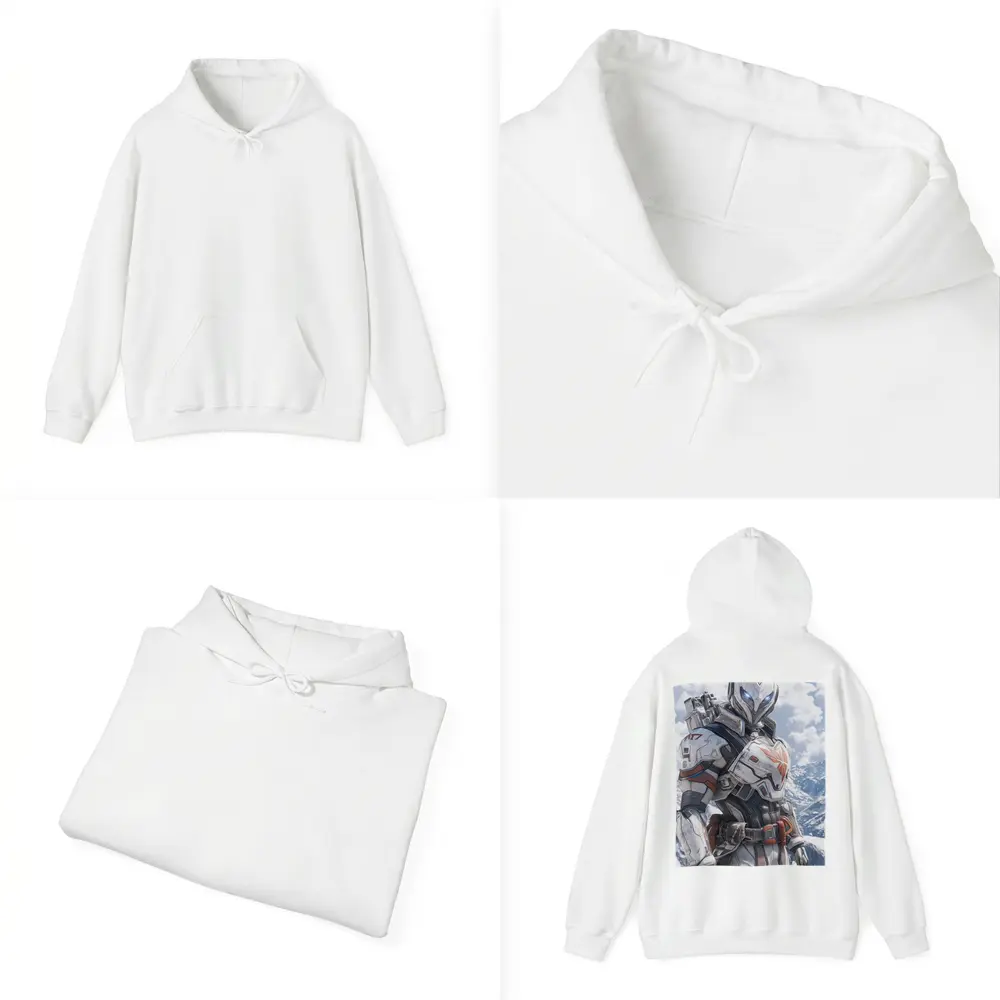 Futuristic Armored Warrior Snowy Mountain Background – Hoodies