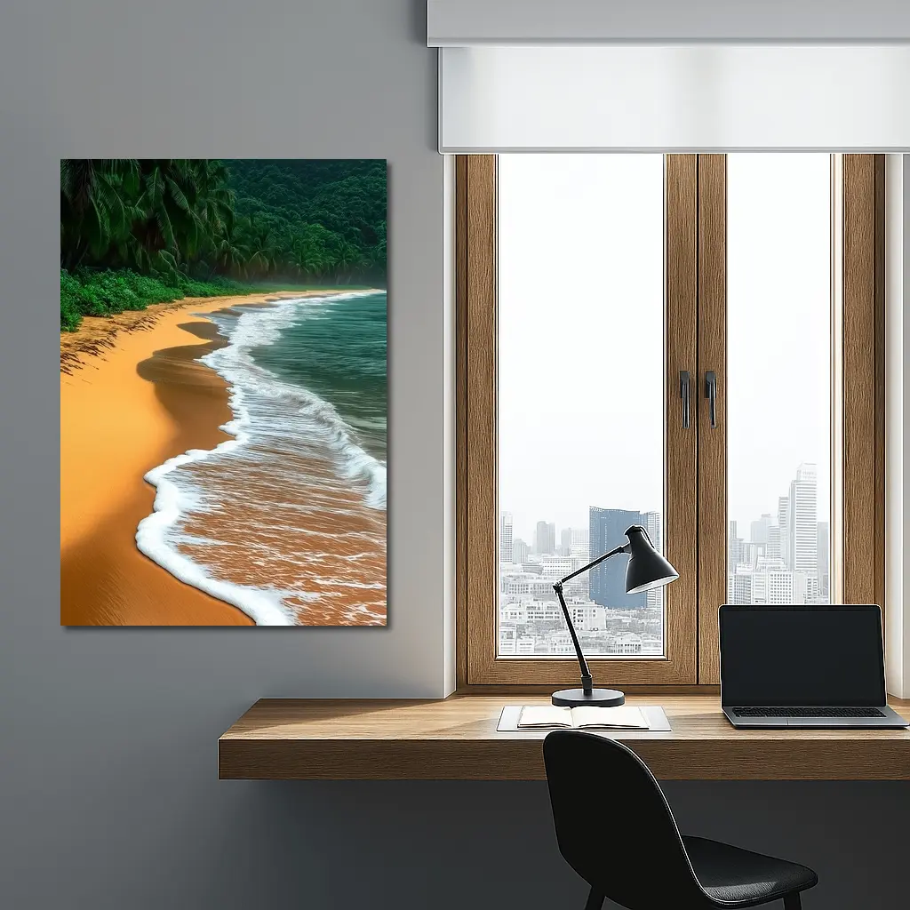 Tropical Beach Golden Sand Palm Trees – Wall Art
