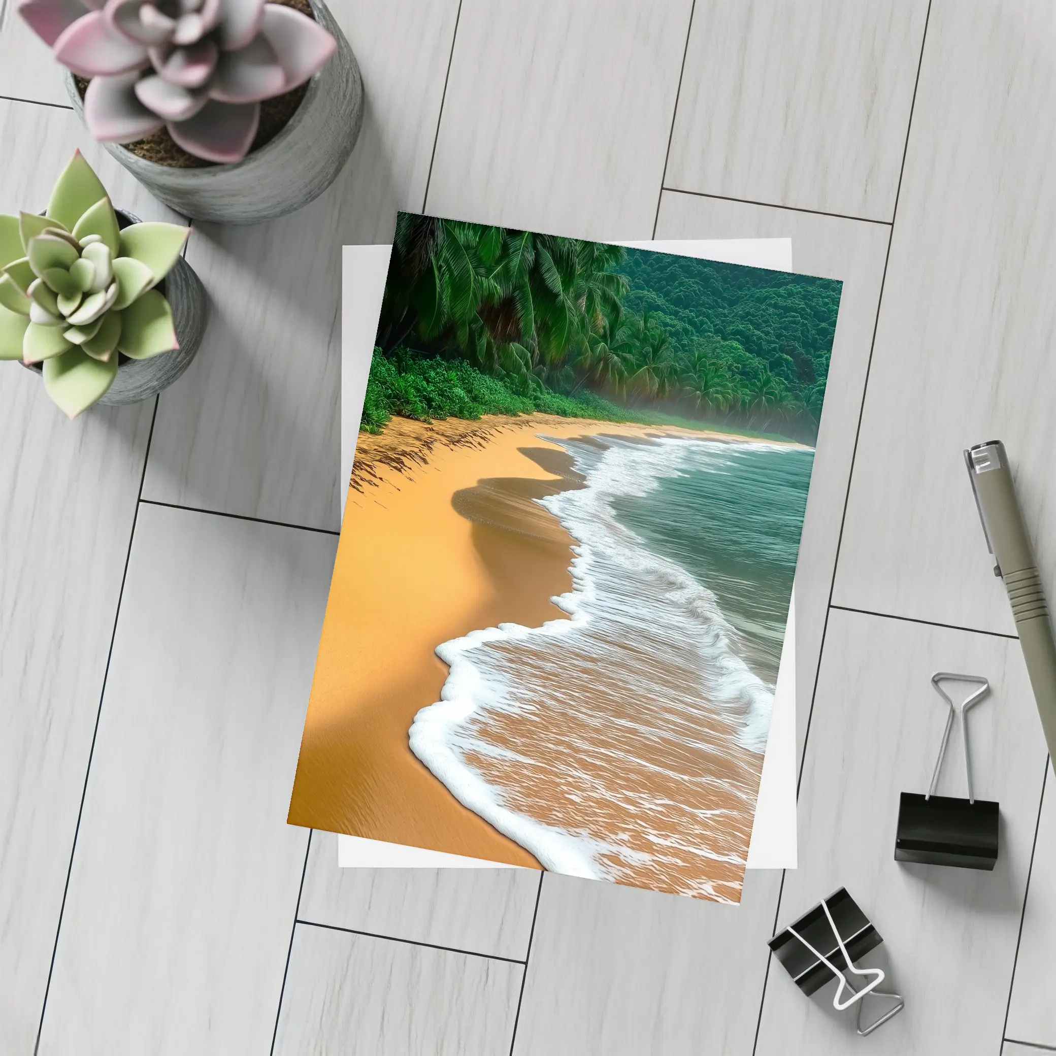 Tropical Beach Golden Sand Palm Trees – Postcards