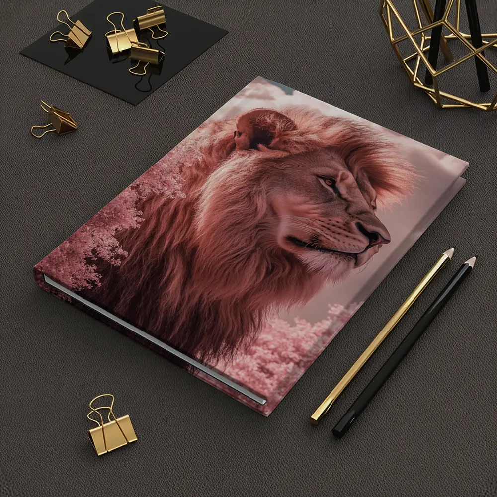 Pink Lion Portrait Dreamy Cloud Sky – Notebooks
