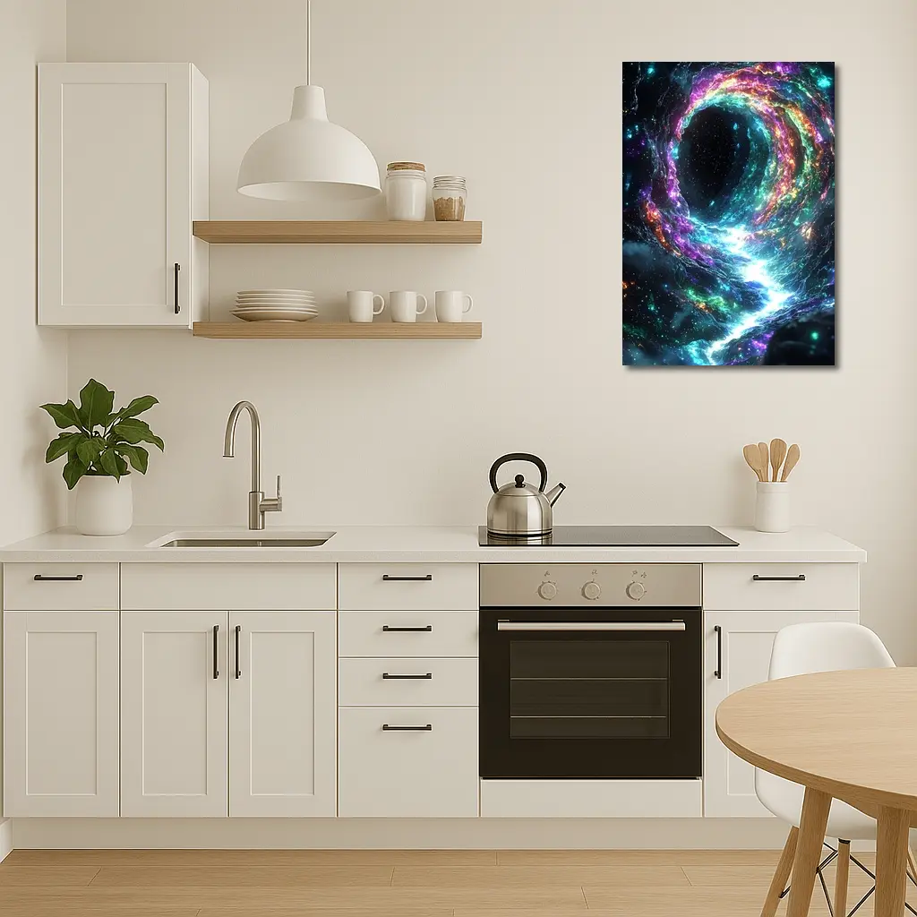 Neon Cosmic Portal Swirling Galaxy Space – Wall Art